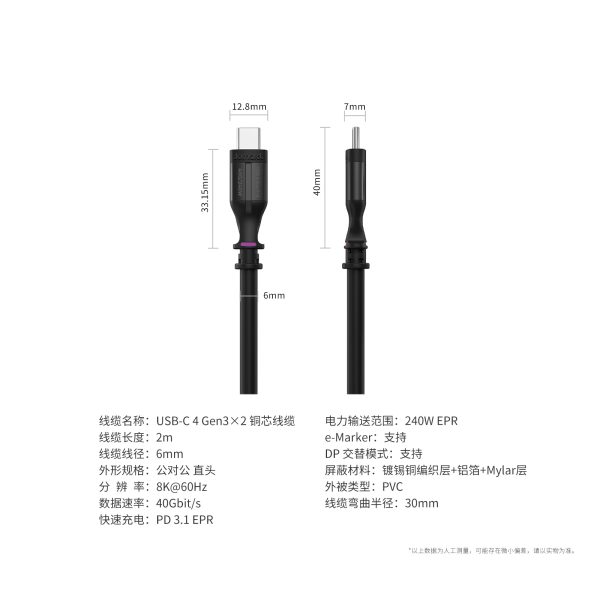 USB-C 4 Gen3×2 铜芯线缆 CAB-11C4